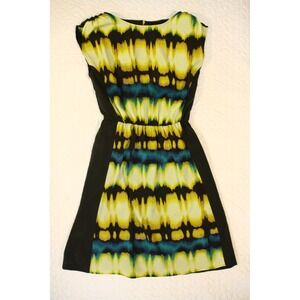 XS‎ Silky Yellow Blue Brown DRESS Butterfly Knee Fairy Elf Costume Artsy x small